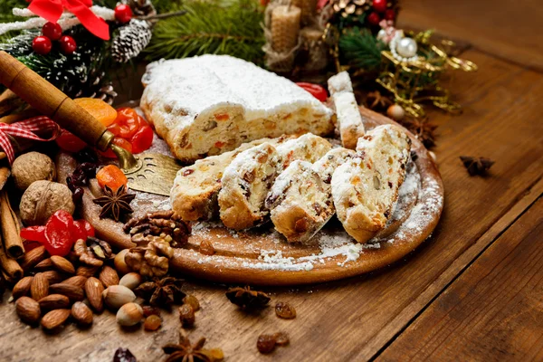 Traditional German cake Dresdner stollen — Stock Photo, Image