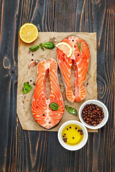 Fresh Raw Salmon Red Fish Steak — Stock Photo, Image