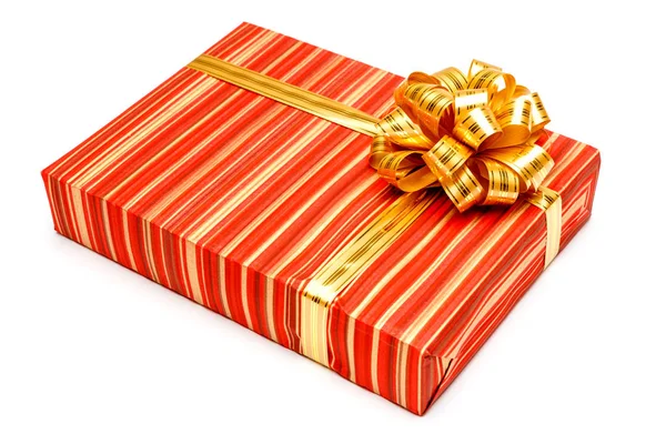 Gift with ribbon on white background — Stock Photo, Image