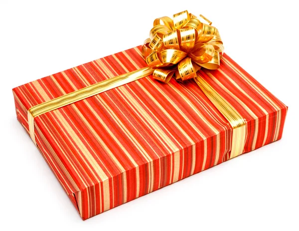 Gift with ribbon on white background — Stock Photo, Image