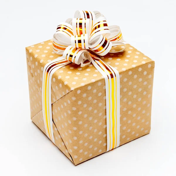 Gift with ribbon on white background — Stock Photo, Image