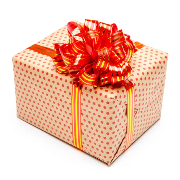 Gift with ribbon on white background — Stock Photo, Image