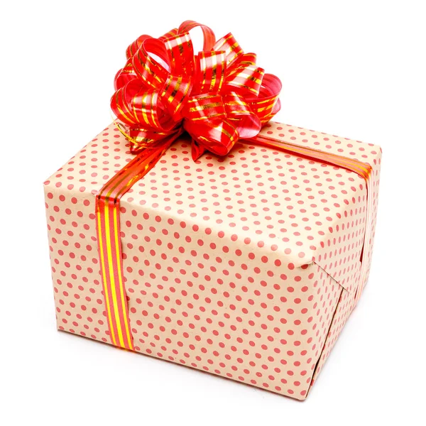 Gift with ribbon on white background — Stock Photo, Image
