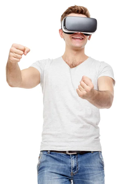 Człowiek z wirtualnej rzeczywistości gogle — Zdjęcie stockowe