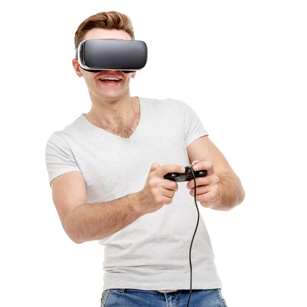 Homem com óculos de realidade virtual — Fotografia de Stock
