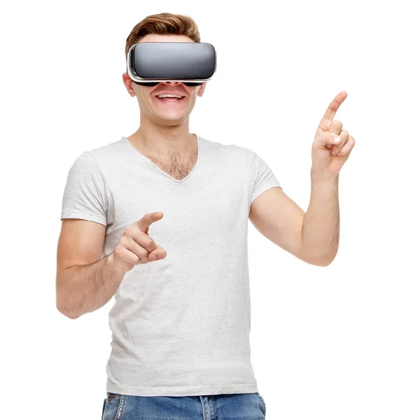 Людина з окулярами віртуальної реальності — стокове фото