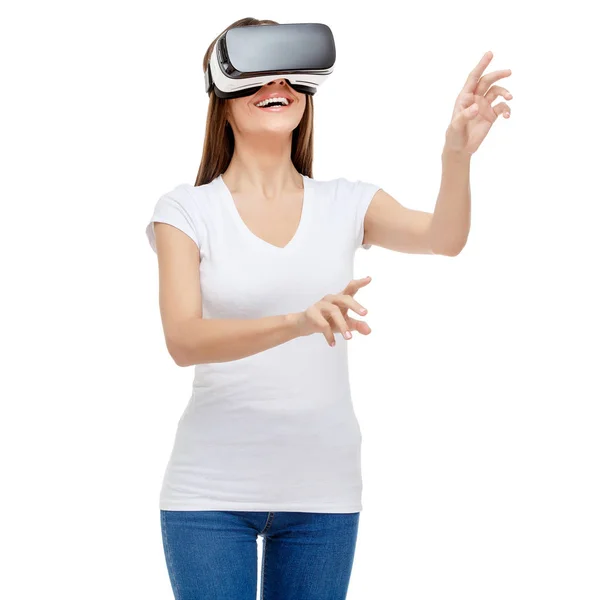 Mujer con gafas de realidad virtual — Foto de Stock