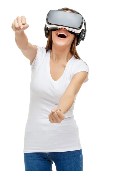 Woman with virtual reality goggles — Stock Photo, Image