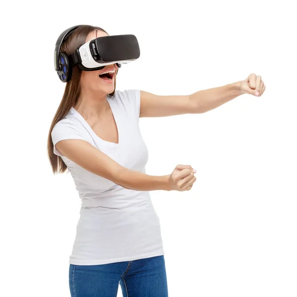 Woman with virtual reality goggles — Stock Photo, Image