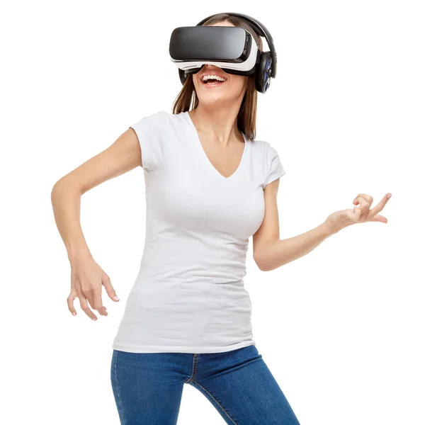 Virtuális valóság szemüveg nő — Stock Fotó