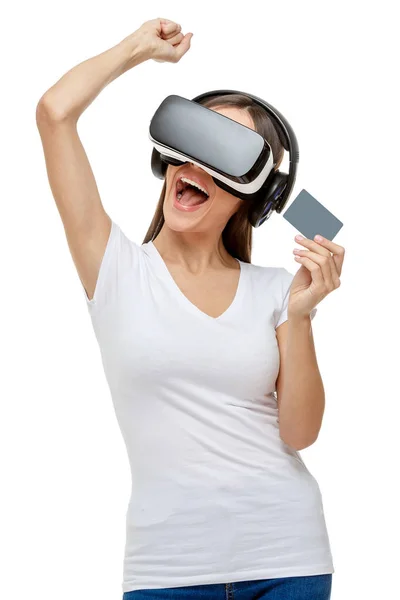 Vrouw met VR-bril — Stockfoto