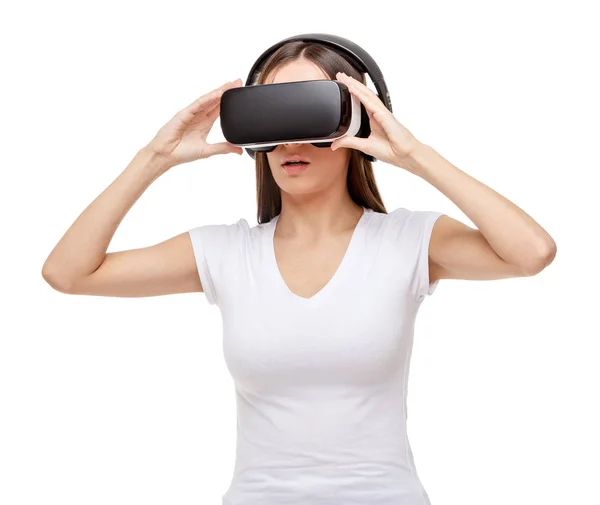 Woman with virtual reality goggles — Stock Photo, Image