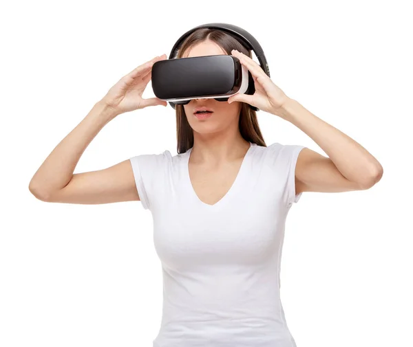 Mujer con gafas de realidad virtual —  Fotos de Stock