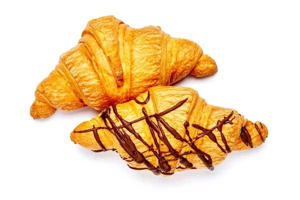 Deux croissants frais sur fond blanc — Photo