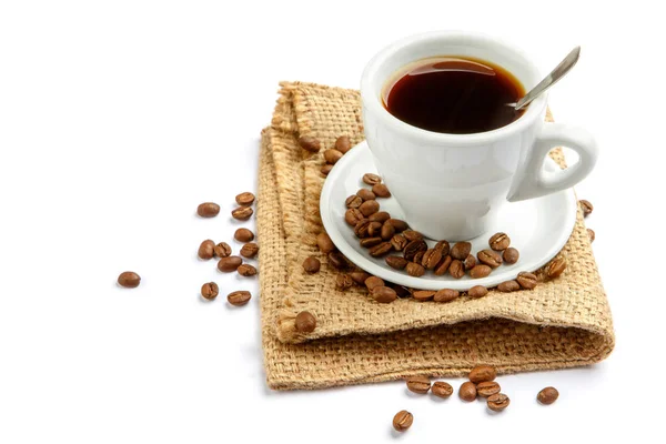 Coffee and croissant on a white background — Stock Photo, Image