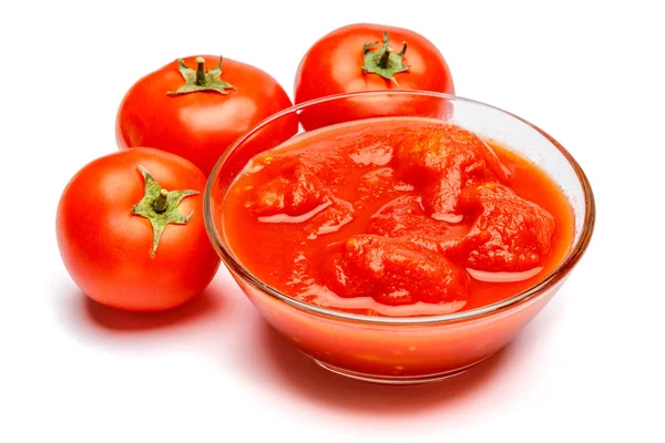 Pequeño tazón de condimento de vidrio de salsa de tomate rojo ketchup de peree —  Fotos de Stock