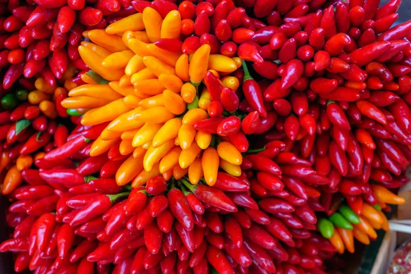 Červené chilli papričky pozadí barevný obraz — Stock fotografie