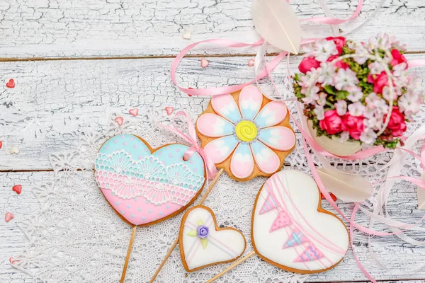 Beautiful glazed Easter cookies — Stock Photo, Image