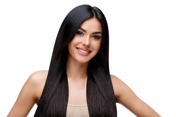 Schöne junge Frau mit sauberem gesundem Haar — Stockfoto
