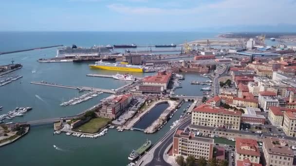 Luchtfoto van de Livorno-Italië — Stockvideo