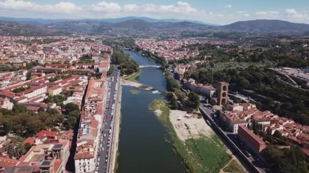 Luchtfoto drone beelden video - panoramisch uitzicht over Florence — Stockvideo