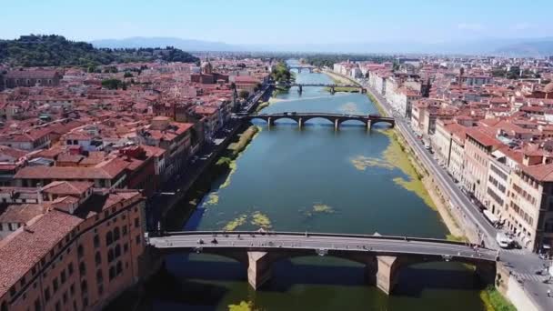 Imágenes aéreas de aviones no tripulados - vista panorámica de Florencia — Vídeos de Stock