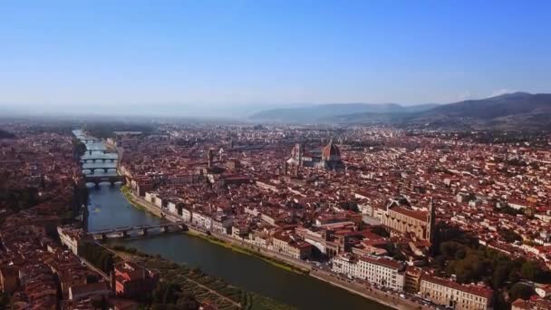 Antenn drönare film video - panoramautsikt över Florens — Stockvideo