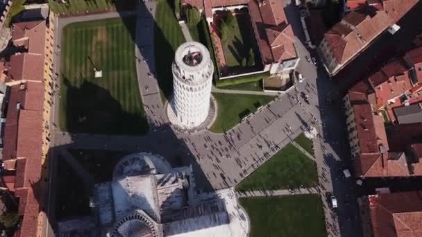 Drone videofilmer - lutande tornet i Pisa — Stockvideo