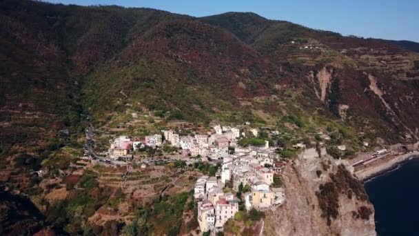 Cinque Terre İtalya Manarola havadan görünümü — Stok video