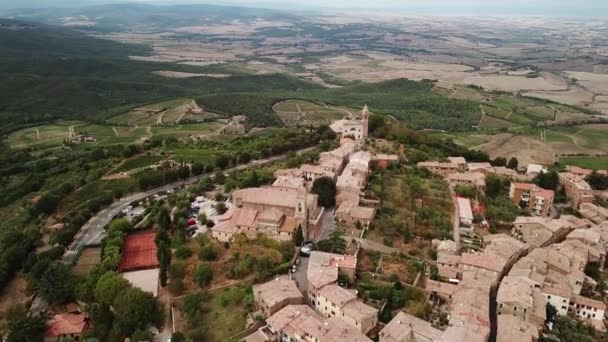 Άποψη της πόλης Montalcin Brunello Ιταλίας — Αρχείο Βίντεο