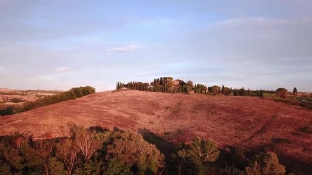 Légi járat Tuscany mezők felett — Stock videók