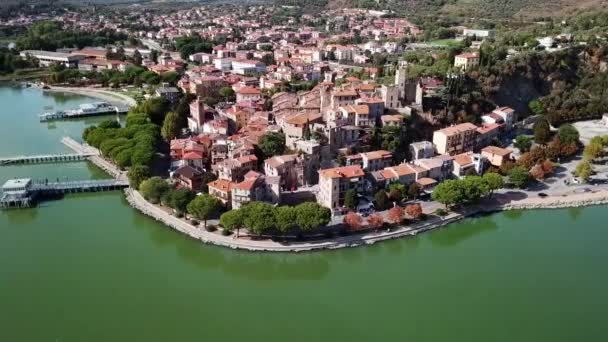 Vista aérea de Passignano sul Trasimeno Toscana Italia — Vídeos de Stock