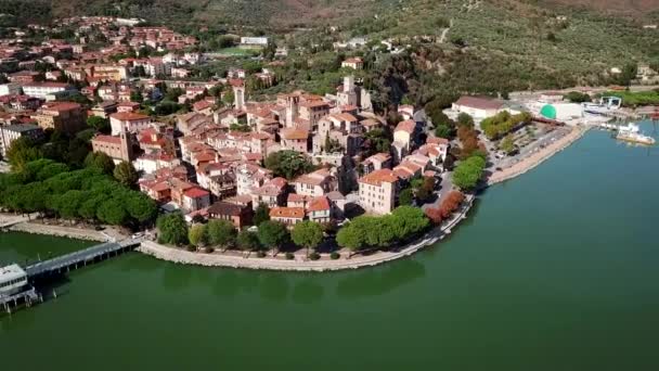 Vista aérea de Passignano sul Trasimeno Toscana Italia — Vídeos de Stock