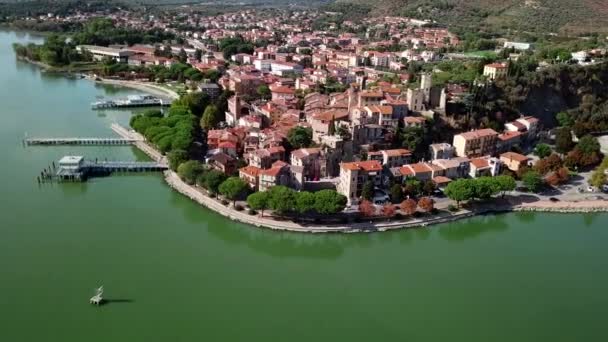 Вид з Passignano-суль-Trasimeno Тоскані Італія — стокове відео