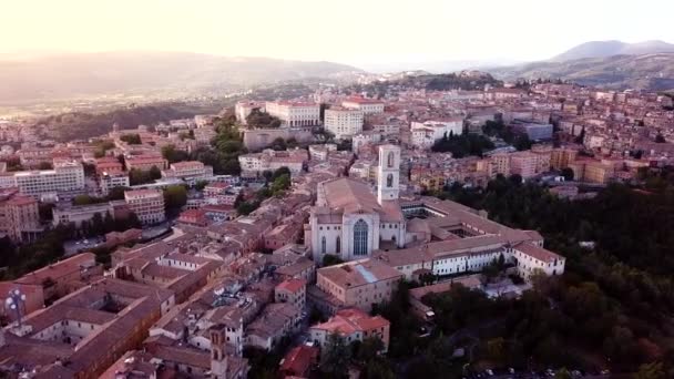 Luchtfoto van Perugia Toscane Italië — Stockvideo