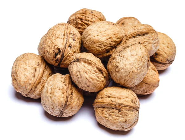 Pile of walnuts isolated on white background — Stock Photo, Image