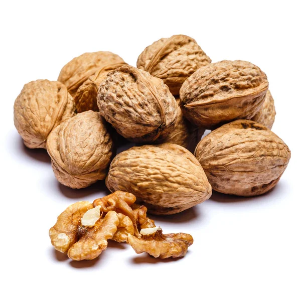 Pile of walnuts isolated on white background — Stock Photo, Image
