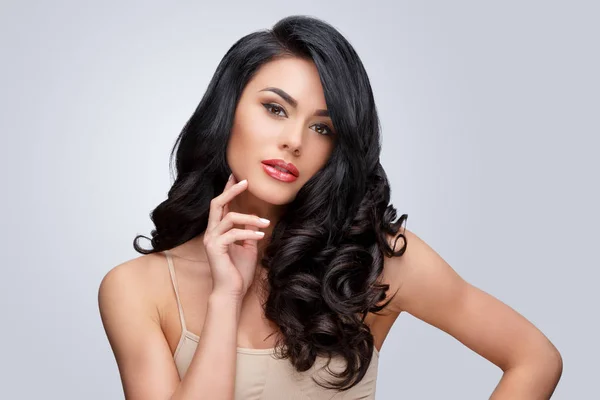 Beautiful Young Woman with Clean healthy curly hair — Stock Photo, Image