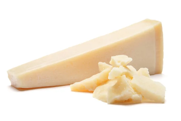 白い背景上にパルメザン チーズの作品 — ストック写真