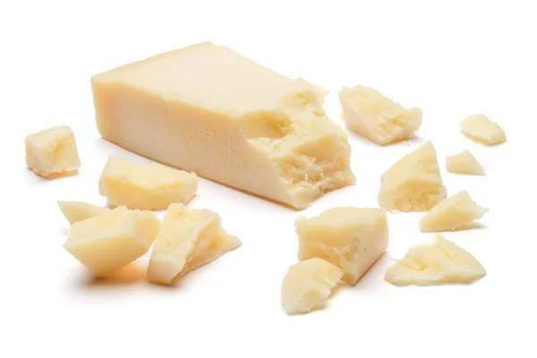 Darab parmezán sajt fehér háttér — Stock Fotó