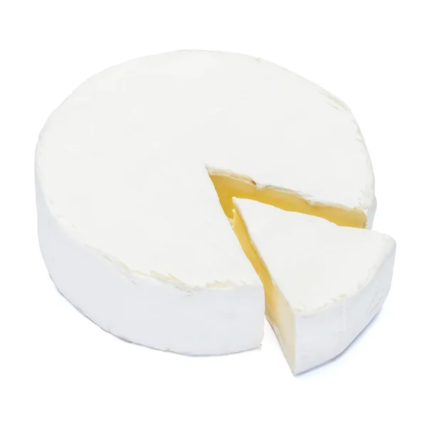 라운드 브리 또는 camambert 치즈는 흰색 바탕에 — 스톡 사진