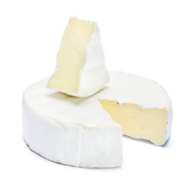 Round brie or camambert cheese on a white background clipart