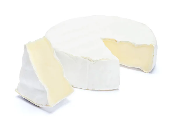 Round brie or camambert cheese on a white background Royalty Free Stock Photos