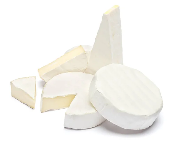 Pile of brie or camambert cheese on a white background — Stock Photo, Image