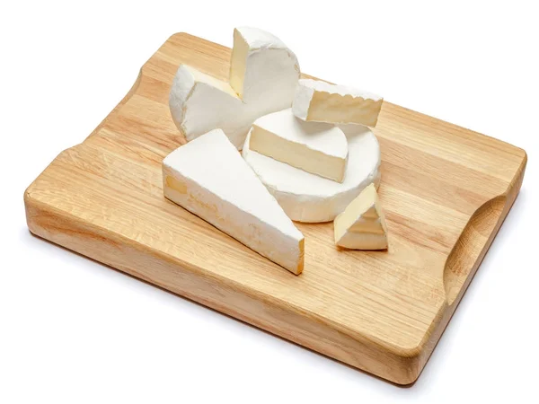 Pile of brie or camambert cheese on white background — Stock Photo, Image