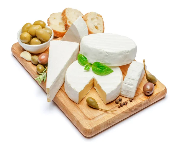 Pile of brie or camambert cheese on white background — Stock Photo, Image