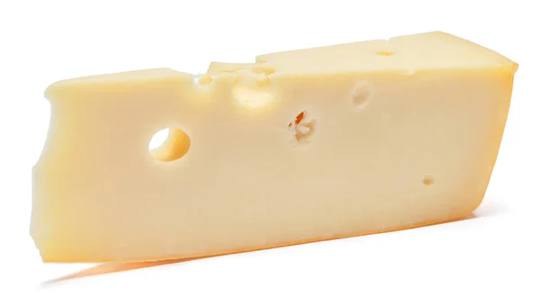 Fromage suisse ou cheddar sur fond blanc — Photo