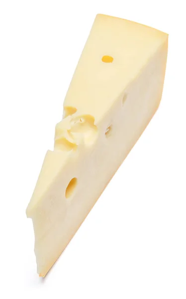 Schweizisk ost eller cheddar på vit bakgrund — Stockfoto