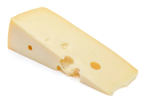 白色背景的瑞士干酪或切达干酪 — 图库照片