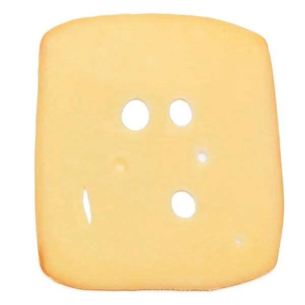 白色背景的瑞士干酪或切达干酪 — 图库照片